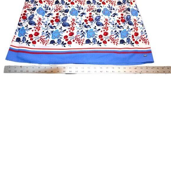 Tommy Hilfiger XL Floral Border Tank Top Sleeveless Red Blue White Preppy - Picture 5 of 7